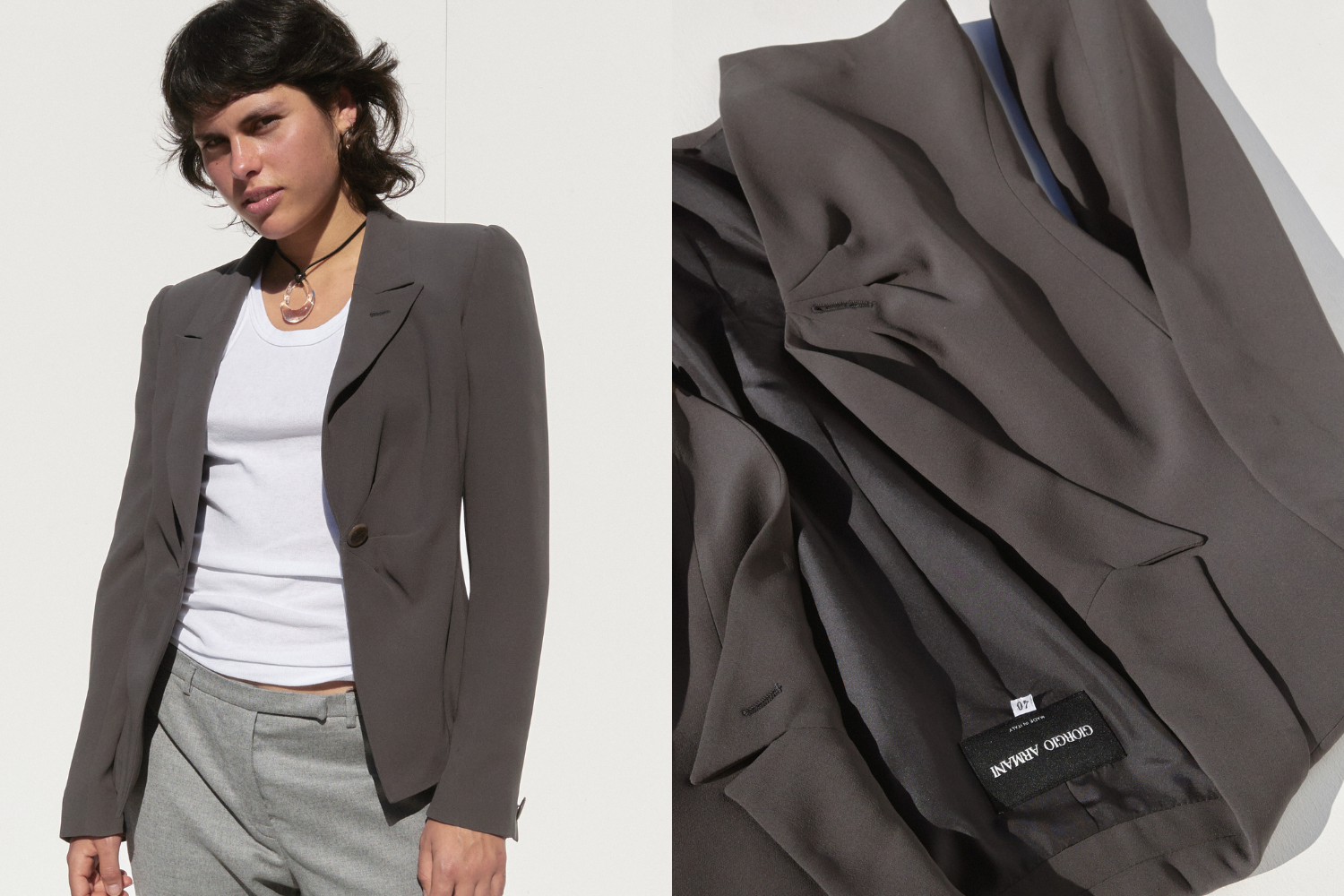 Giorgio Armani Silk Blazer — Grey