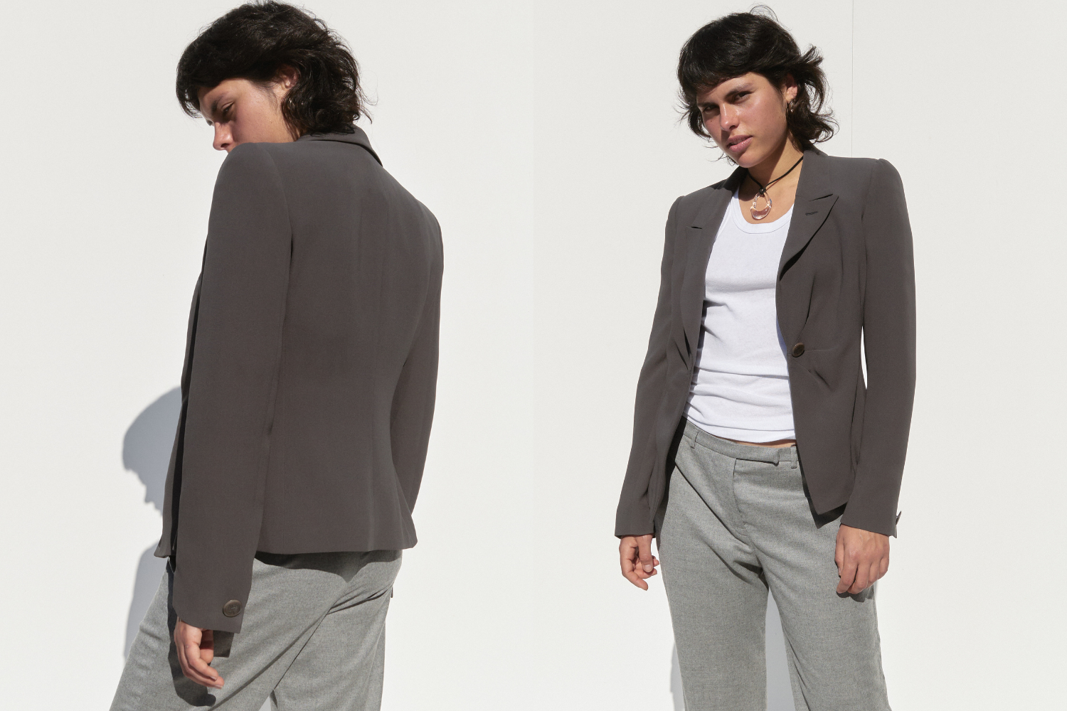 Giorgio Armani Silk Blazer — Grey