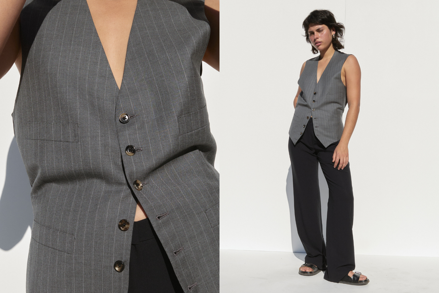 Ralph Lauren Striped Vest — Grey