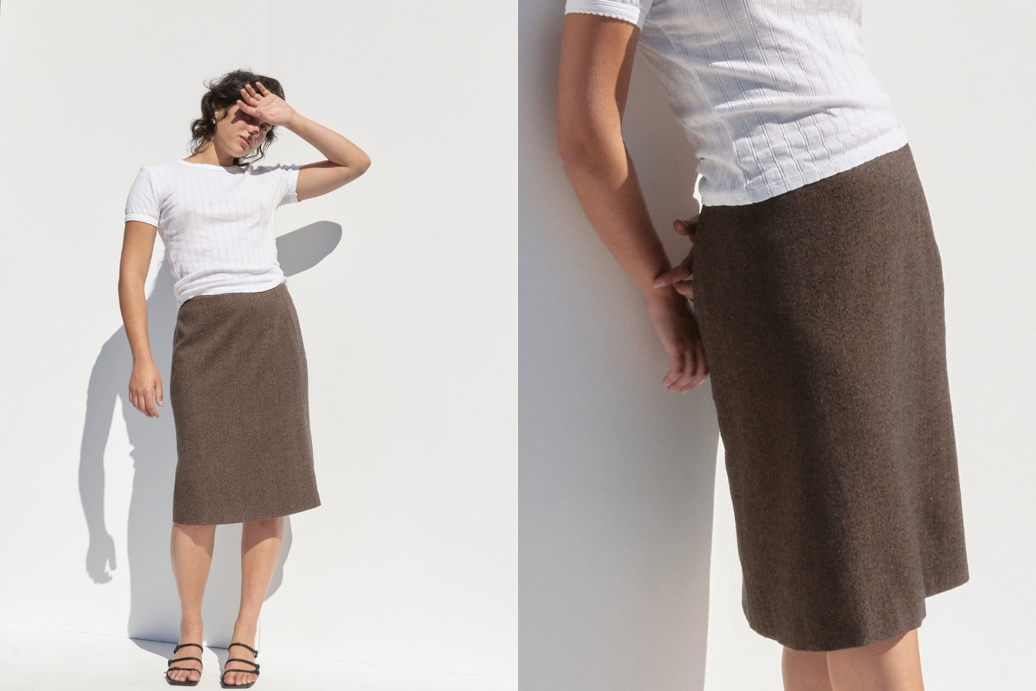 Calvin Klein Wool Skirt — Brown