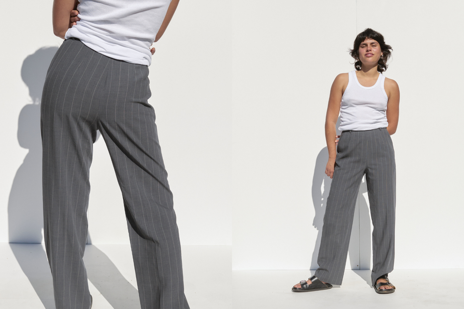 Giorgio Armani Pinstripe Pants — Grey