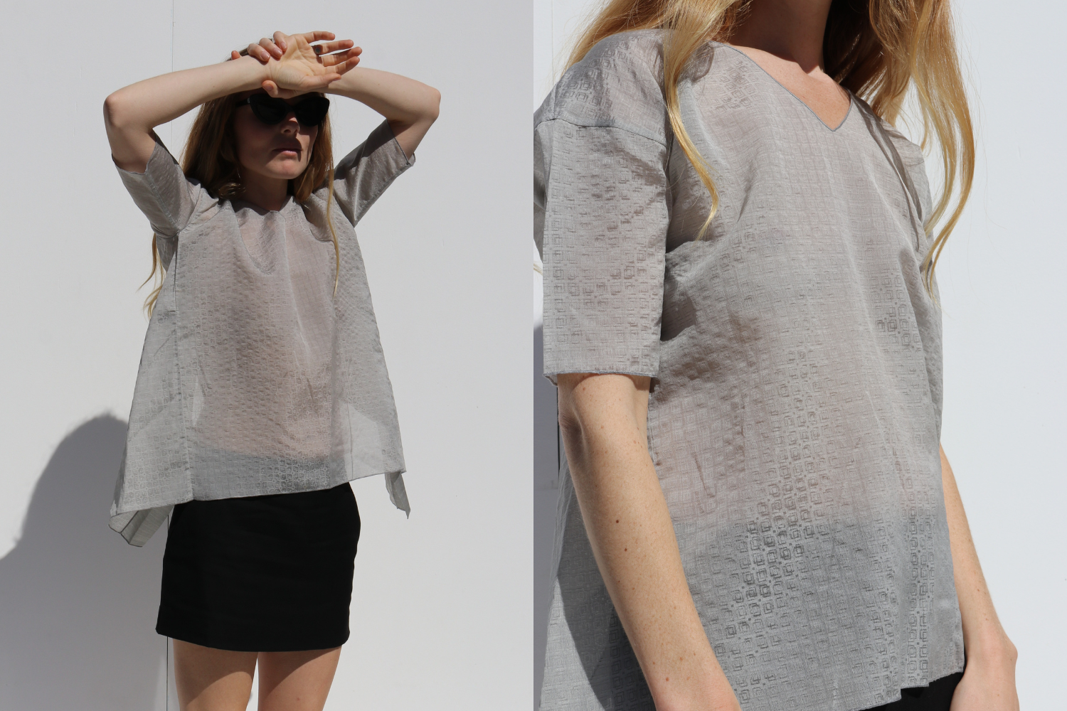 Marni Sheer Open Back Blouse — Grey