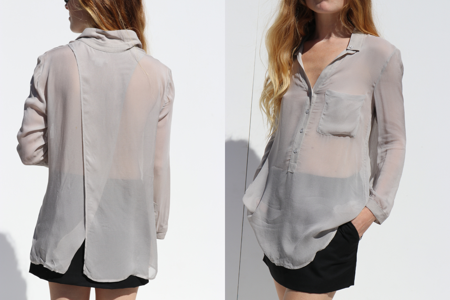 Helmut Lang Sheer Blouse — Grey