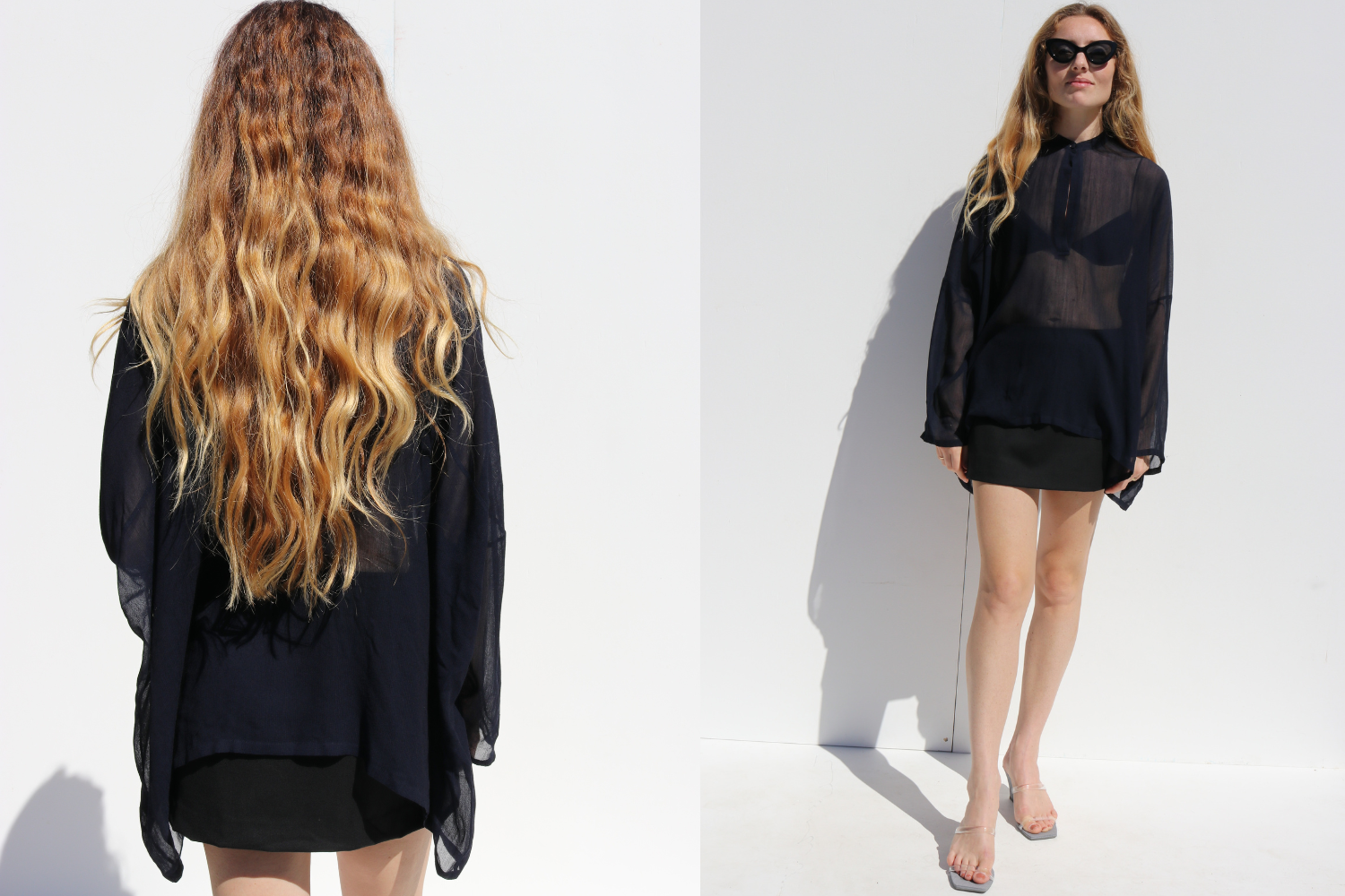 Helmut Lang Sheer Blouse — Navy