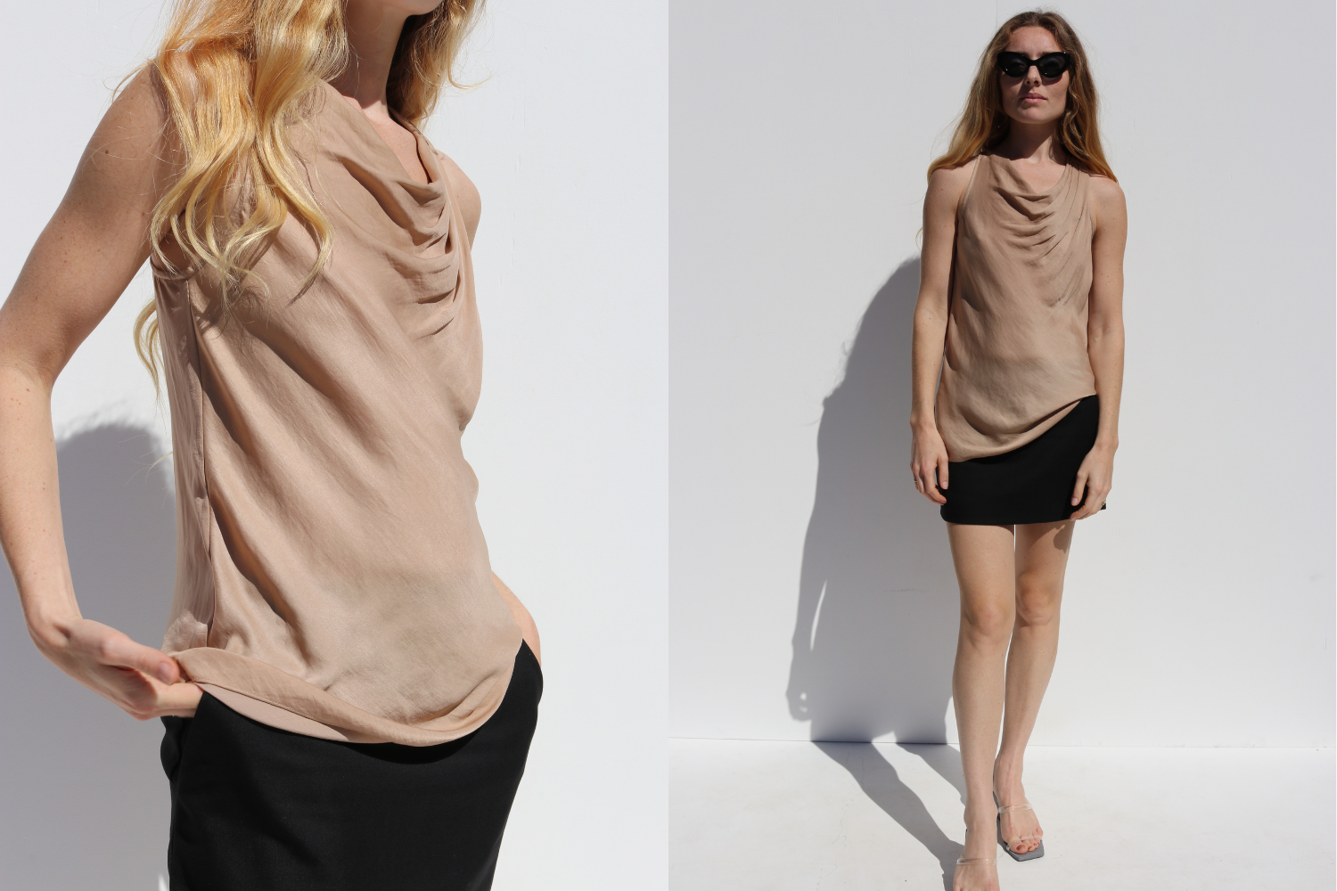 Helmut Lang Cowl Neck Top — Neutral