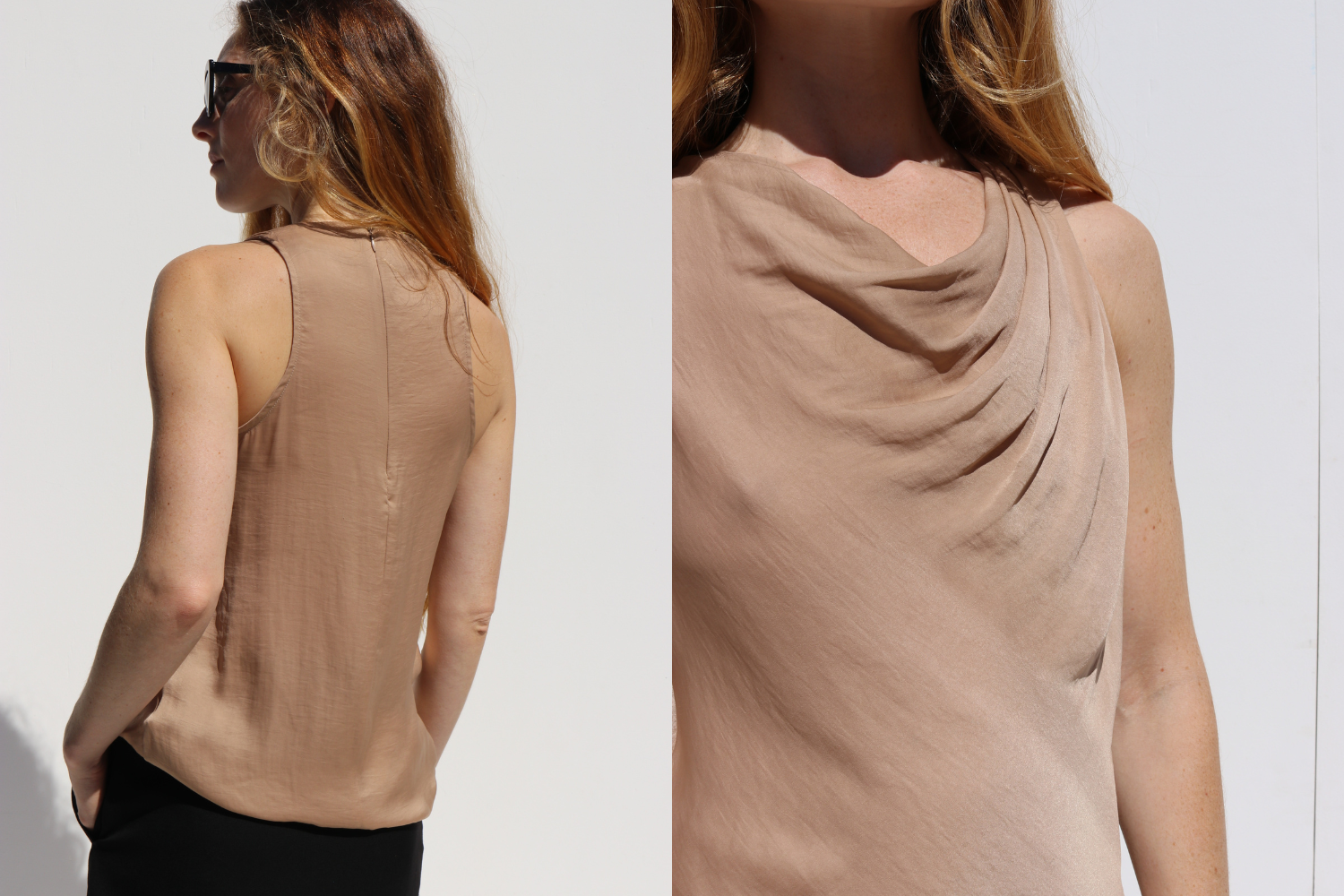 Helmut Lang Cowl Neck Top — Neutral
