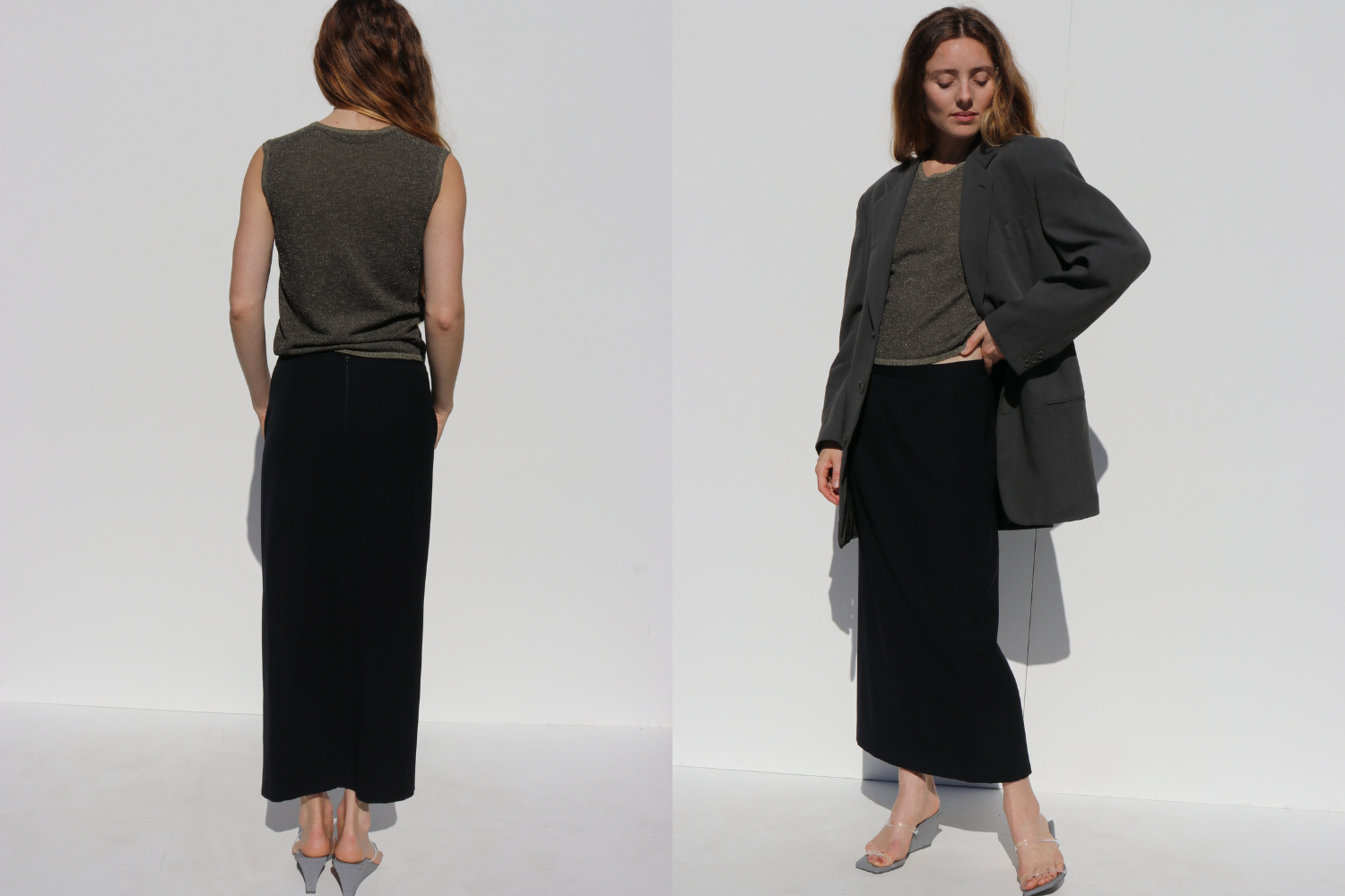 Calvin Klein Wool Midi Skirt — Navy