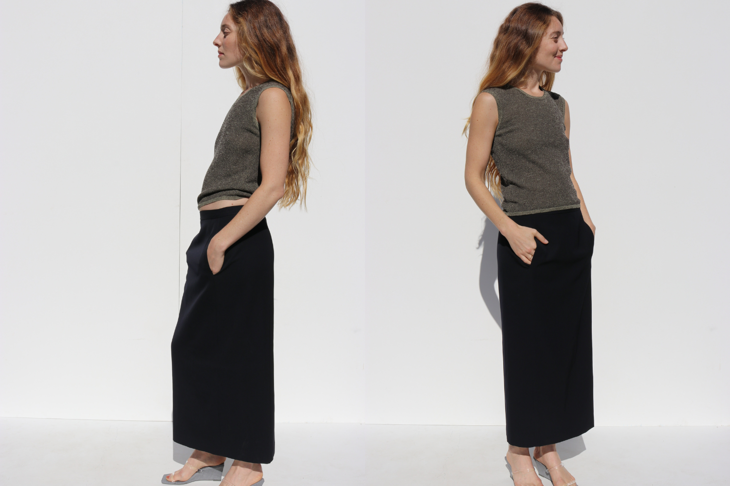 Calvin Klein Wool Midi Skirt — Navy