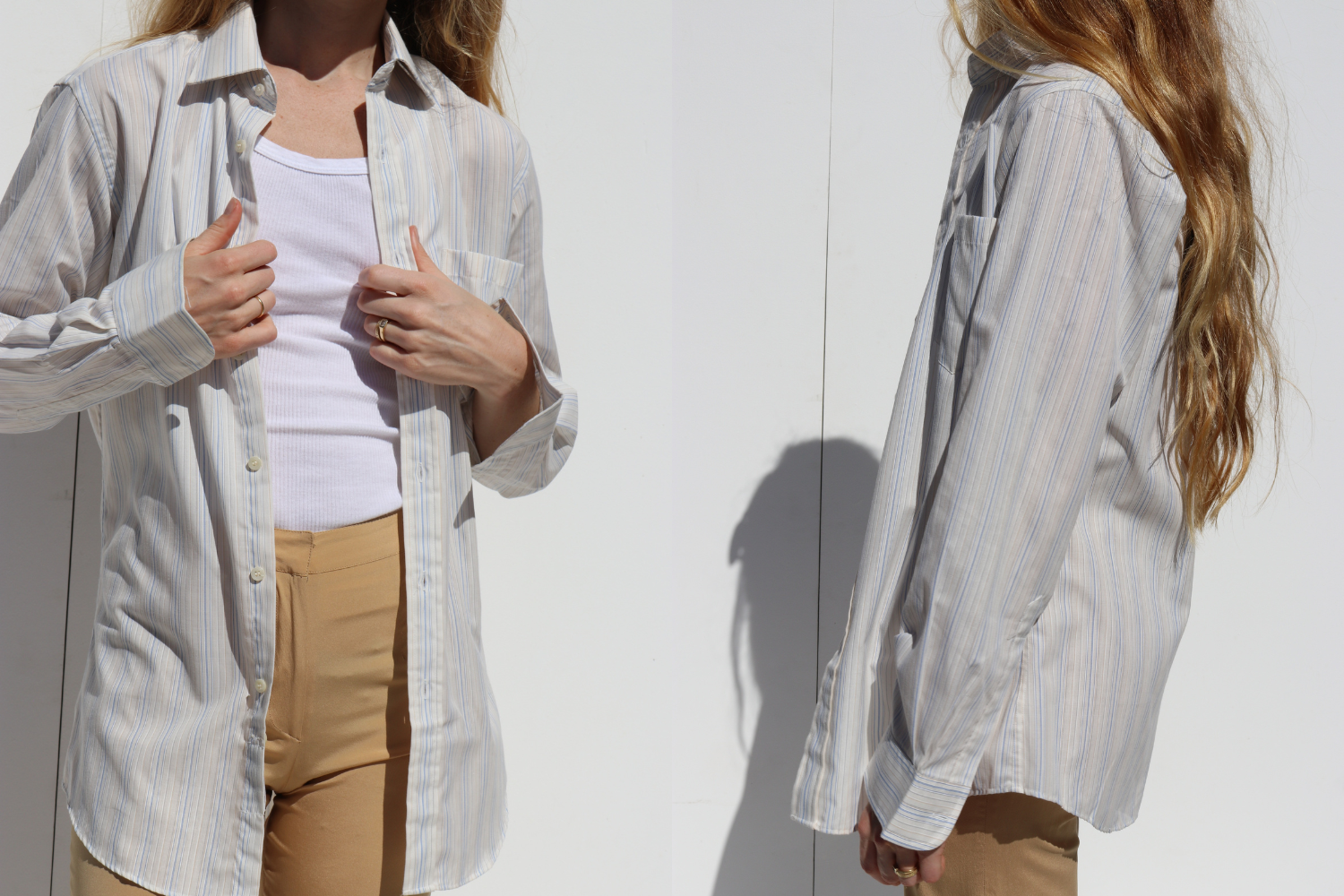 Yves Saint Laurent Stripe Shirt — Pale Yellow & Blue